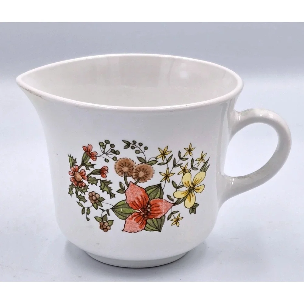 Indian Summer Corelle by Corning Creamer Pitcher Floral White Fall Vintage 70's